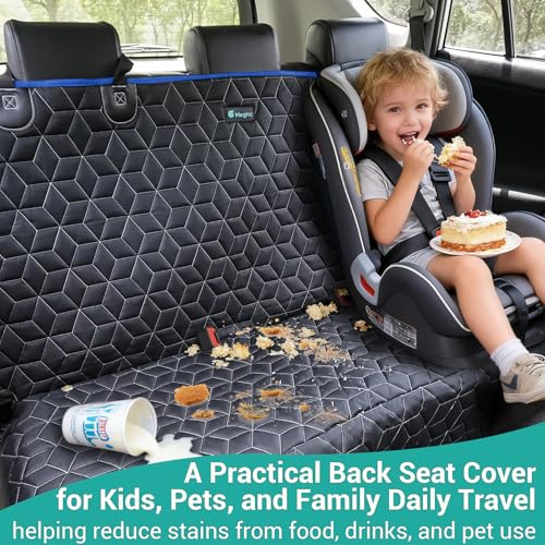 Back Seat Cover for Dogs (Truck Bench-61"W / Blue border)