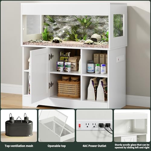 40 Gallon Reptile Terrarium Tank with Cabinet (40 Gallon / White)