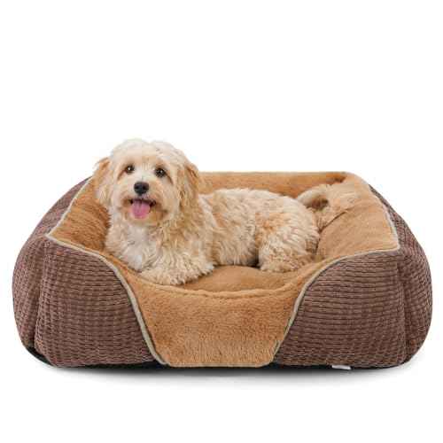 Dog Beds for Small Dogs (Caramel Brown / S(20’’x 19’’x 6’’))