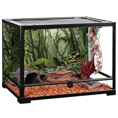 72x24 in Terrarium Backdrop Foggy Forest Stream Reptile Habitat Background (72x24in/180x60cm)