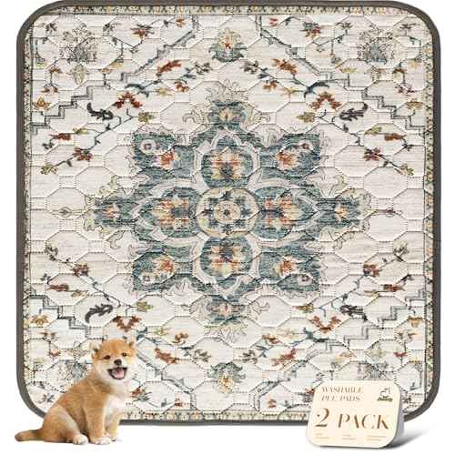 2PACK Washable Pee Pads for Dogs (72x72 Inch (Pack of 2) / Beige/Floral)