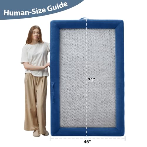 Human Dog Bed Orthopedic for Adult & Dogs Comfy Sleeping (Blue / Human (71x46x7.5in))