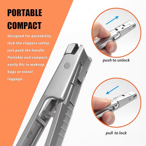 Nail Clipper for Thick Toenails and Fingernails (2PCS Portable Curved)