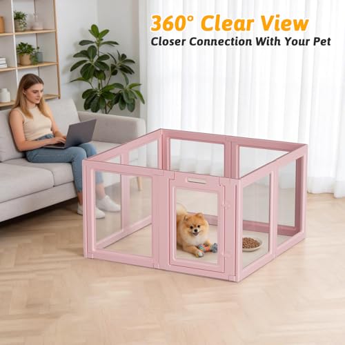 Acrylic Dog Playpen Indoor (Skin Pink / 30.3"H)