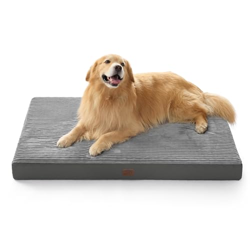 ComfyFleece XXL Dog Bed for Crate with Washable Cover (47x29x4 / Charcoal Grey)