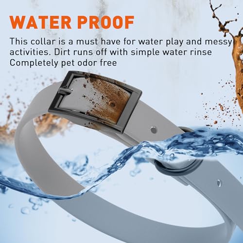 Biothane Waterproof Dog Collar Strong Coated Nylon Webbing with Black Hardware Odor (W5/8" x L12-15" / Battleship Gray)