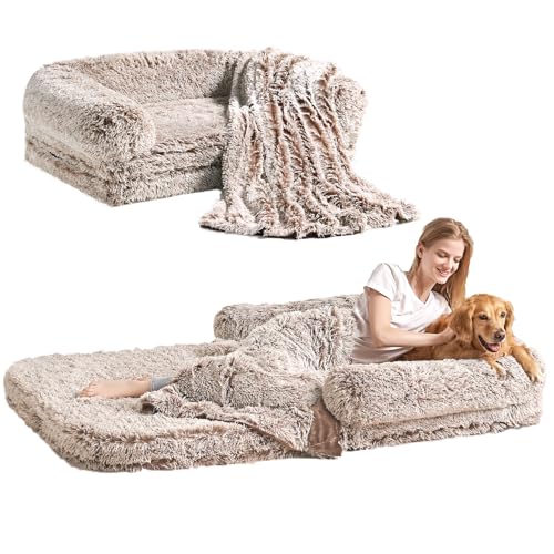 Orthopedic Foldable Human Dog Bed (72x44x11(Folded 44x36) / Faded Brown)