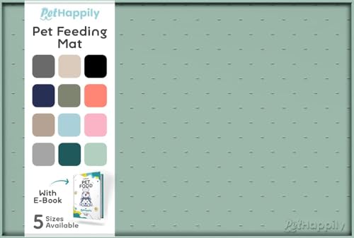 Dog Food Mat Raised Edges Dogs Mat for Food and Water Prevent Spill (18.5" x 11.5" / Pistachio)