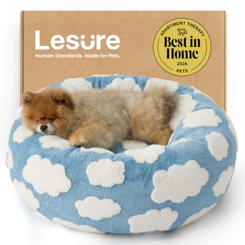 Shown on TV Jacquard Donut Cute Small Dog Beds (23.0"L x 23.0"W x 7.0"Th / Cozy Clouds Blue)