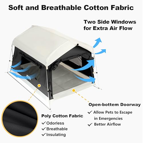 Tent House for Pets up to 100lb (Black / Large, 39.4''L x 31.5''W x 26.4''H)