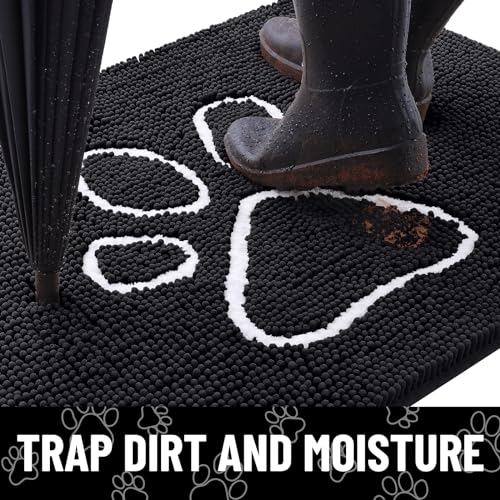 Dog Door Mat for Muddy Paws (59"X35" / Black and White)