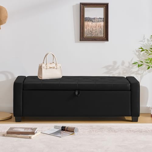 48" Ottoman with Storage (Light Black / 19.7"D x 48"W x 16.9"H)