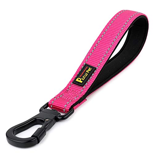 10 Inch Short Dog Leash for Large Dogs with Locking Carabiner Clip & Padded Handle （10” (Pink / 10 Inch (Pack of 1))