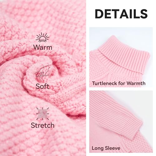 Dog Sweater Long Sleeve Warm Sweaters for Small Dogs Boy Girl Cats (Pink / Medium)