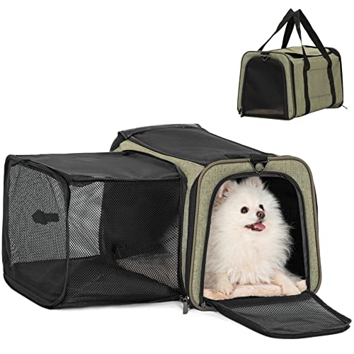 19"X12" X12" Expandable Pet Carrier (19.0"L x 12.0"W x 12.0"H / Green)