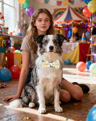 10 Pack Mardi Gras Dog Bowties for Large Dogs Sliding on Collar (M/L)