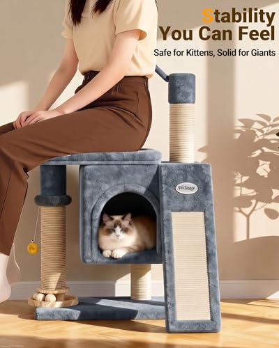 Eco Wood Cat Tree Tower (Mist Blue)