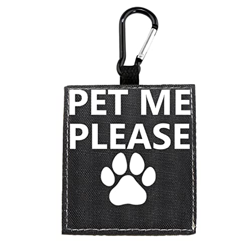 Funny Dog Leash Sleeve Pet Me Please Dog Leash Wrap Wrap Alert Hanging ID Patch Tag Pet Birthday Gift (Pet Me Please-tag)
