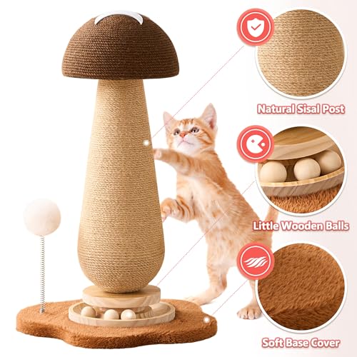 Mushroom Cat Scratching Post Cat Tree (Brown Mushroom)