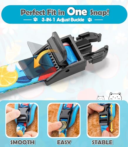 Cat Harness and Leash Set[MAX Safety 4th (H603 Pro Azure Floral / Medium (13-18lb))