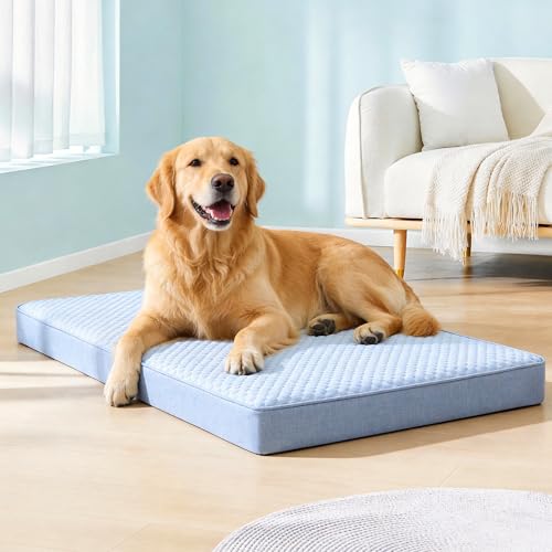Cooling Dog Bed for Large Dogs (Blue / X-Large-41"x 29" x 4")