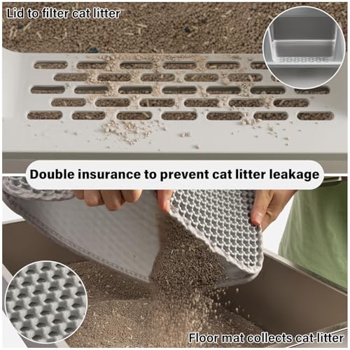 2PCS Stainless Steel Litter Box with Lid XL (2Pack-XL-lid box10"H)