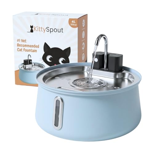 4L Stainless Steel Cat Water Fountain (Blue)