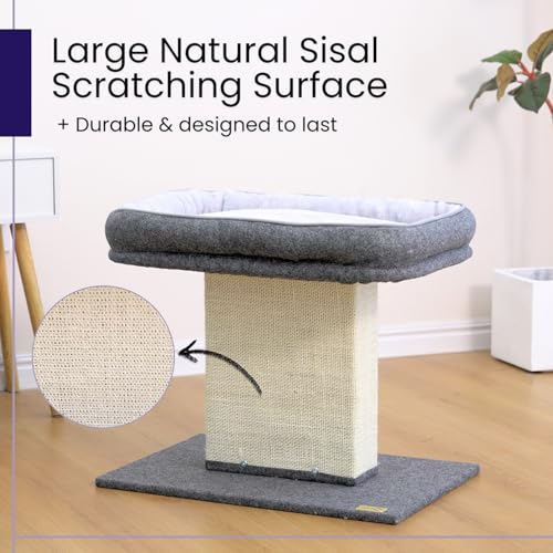 Cat Perch with Washable Replaceable Bed & Wide Sisal Scratching Post