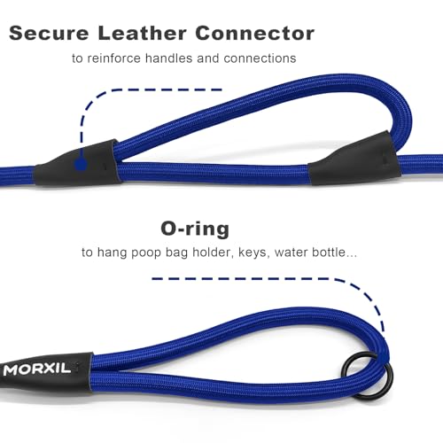 Rope Dog Leash with Two Handles (Blue / 6FT*0.51" Two Handle)