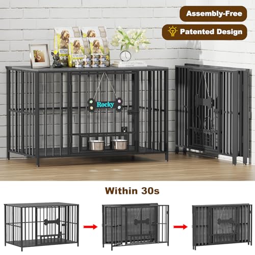 43" Dog Crate Furniture Foldable (Dark Grey / 43.0"L x 27.0"W x 29.2"H)