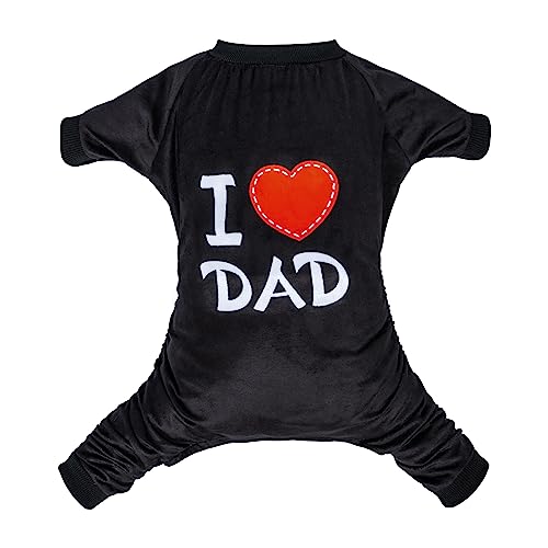Dog Halloween Pajamas Puppy Onesies Small Dogs Soft Pjs Coat Cat Apparel Comfy Pet Christmas Clothes Outfit Doggie Bodysuit (Large / I love DAD)
