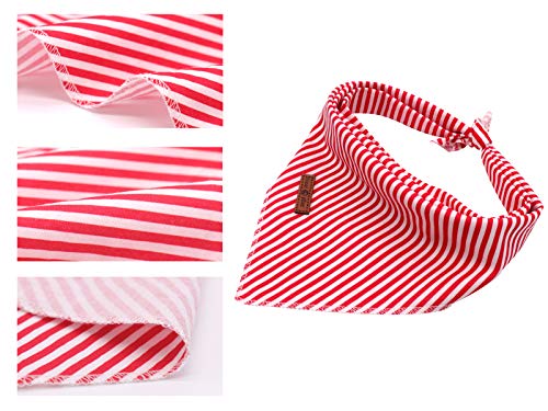 Dog Bandana for Small Medium Large Dogs (Red&White Stripe / Small (Pack of 1))
