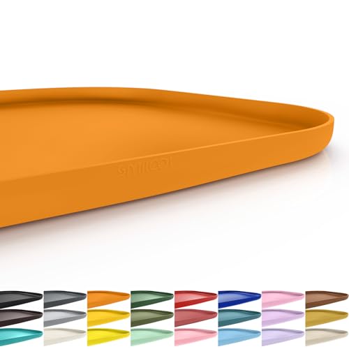 Waterproof Silicone Pet Food Mat with Raised Edge for Dog & Cat (Orange / 22"L x 14"W)