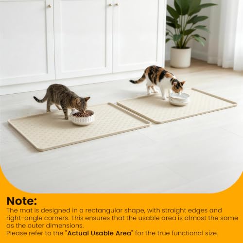 2 Pack Silicone Pet Placemat for Dog and Cat (24.5"L x 16.5"W - 2 Pack / Beige)