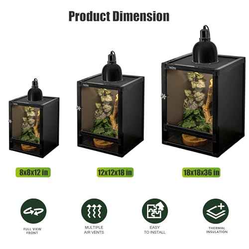 12"x12"x18" Reptile Terrarium (12x12x18 inch-two doors / Black)