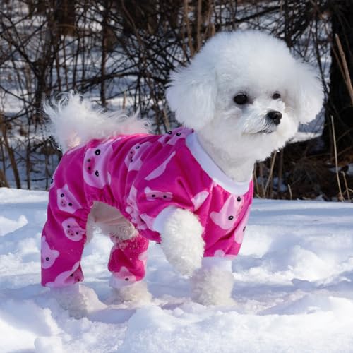 Dog Halloween Pajamas Puppy Onesies Small Dogs Soft Pjs Coat Cat Apparel Comfy Pet Christmas Clothes Outfit Doggie Bodysuit (Large / A04-Pink pig)