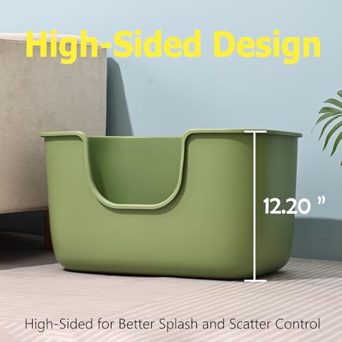 Extra Large Litter Box with High Sides (Avocado Green)
