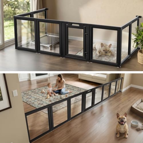 AuraSpace Acrylic Dog Playpen with Fence (Black / 30"H)
