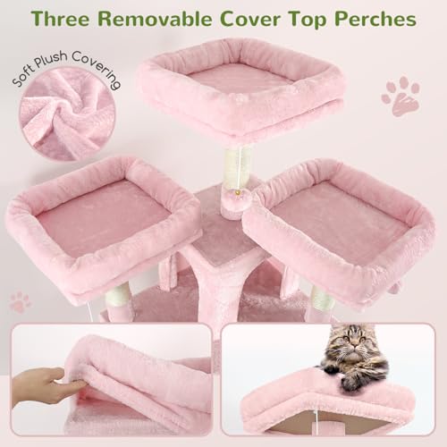 Big XXL Cat Tower for Indoor Multiple Cats (Pink / 80inch)
