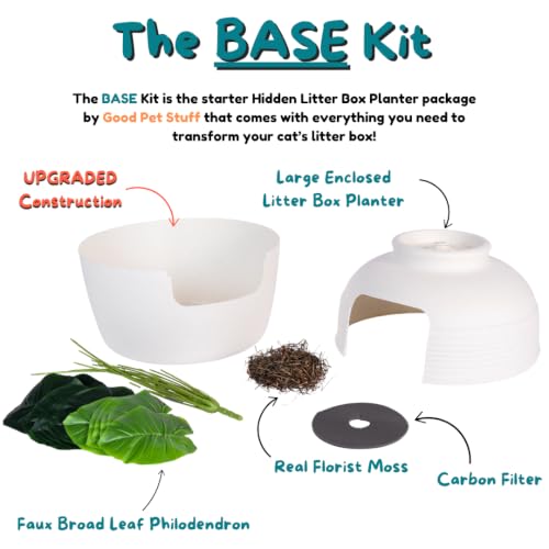 Original Hidden Litter Box Planter (Broad Leaf Philodendron / Base Kit / Soft White)