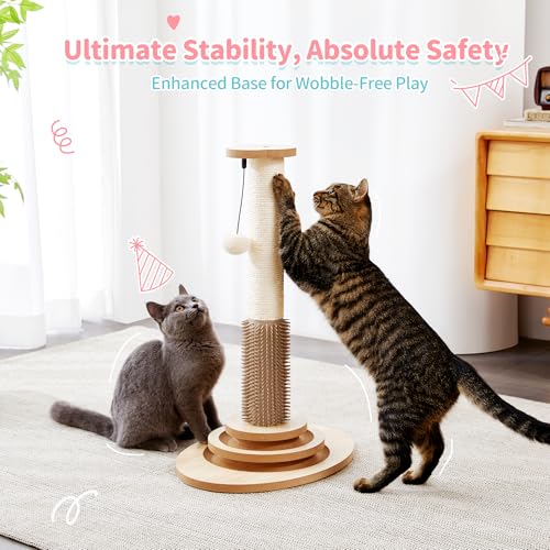 Made4Pets Cat Scratching Post for Indoor Cats with Self Groomer (23"H)