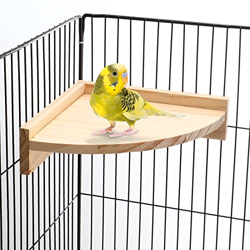 6 Pcs Bird Perch Platform Bird Corner Parrot Perch Corner Wooden Stand Sector Playground Cage Accessories Shelf for Parakeet Conure Cockatiel Budgie Gerbil Rat (7.1 x 7.1 inches / Platform)