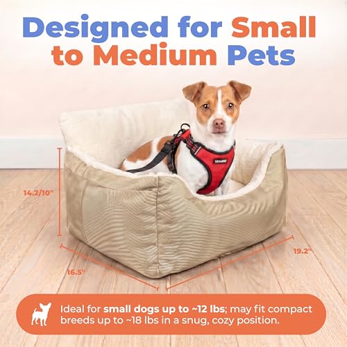 Elevated Dog Car Seat for Small Dogs (Booster (Brown) / 21" x 20" x 14")