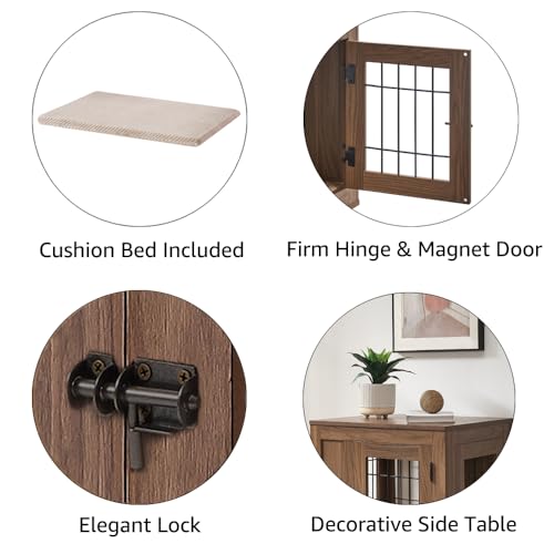 25.5 Inch Furniture Style Dog Crate for Small Dogs (25.5"L x 18.5"W x 21.0"H / Walnut)