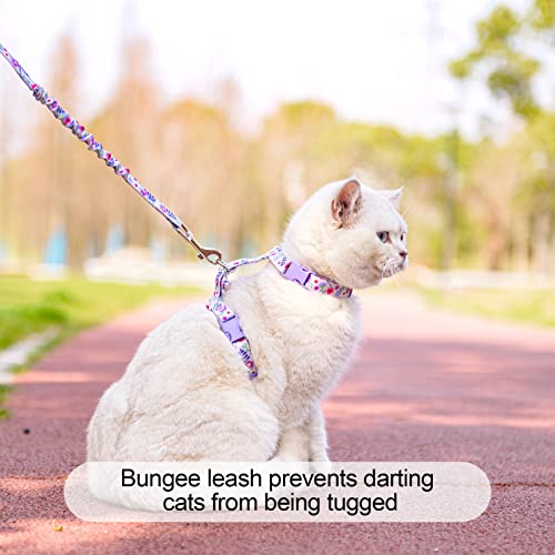 Cat Harness and Leash Set (Small(Chest: 10"-15") / Purple Flower)