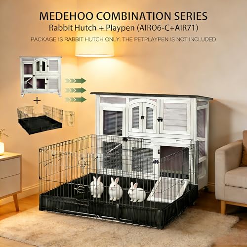47.2" Two Story Rabbit Hutch with Wheels (Grey-AIR06)