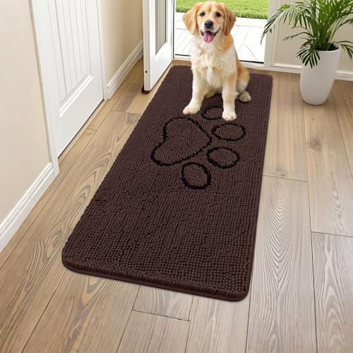 Dog Door Mat for Muddy Paws (47"X24" / Brown and Black)