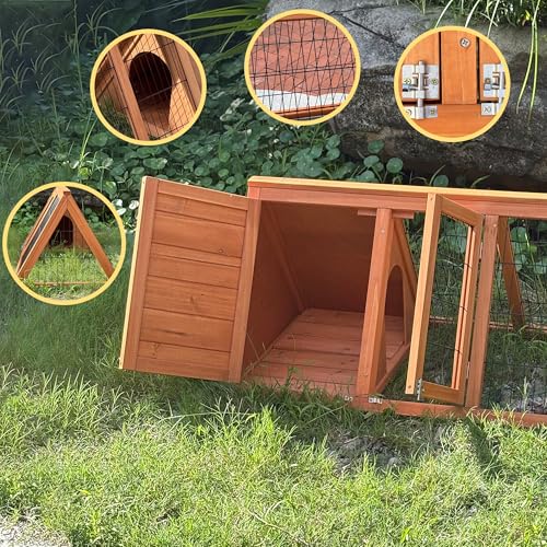 Rabbit Hutch Chicken Coop Outdoor A (Ntural Wood)
