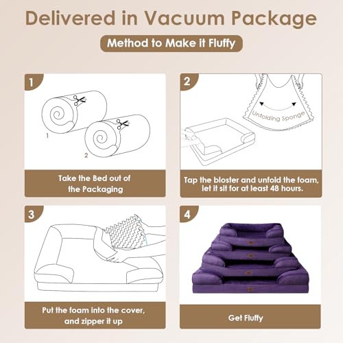 Orthopedic XXL Dog Bed (Purple / 48.0"l X 35.0"w X 8.0"th)