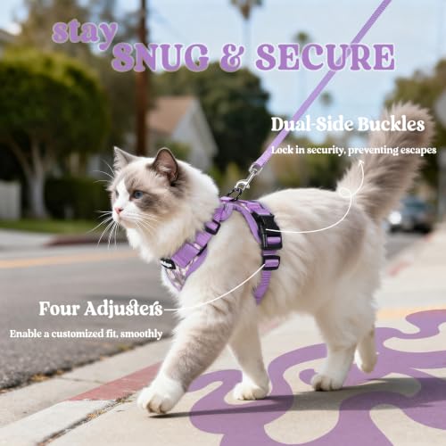 Cat Harness and Leash Set (M / Purr-ple Daisy)